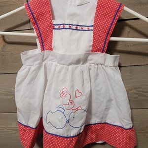 Vintage Nautical Dress Hearts red white blue Baby Girl Sailor Fish